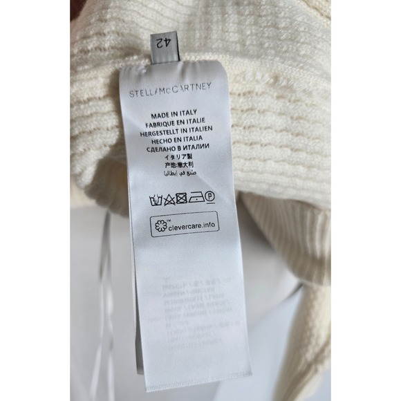 Stella McCartney Women's Wool Cowl Neck Fringe Detail Sweater Top Cream EU 42 - Picture 10 of 11